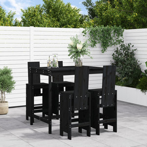 Set Bar da Giardino 5 pz Nero in Legno Massello di Pino 3157779