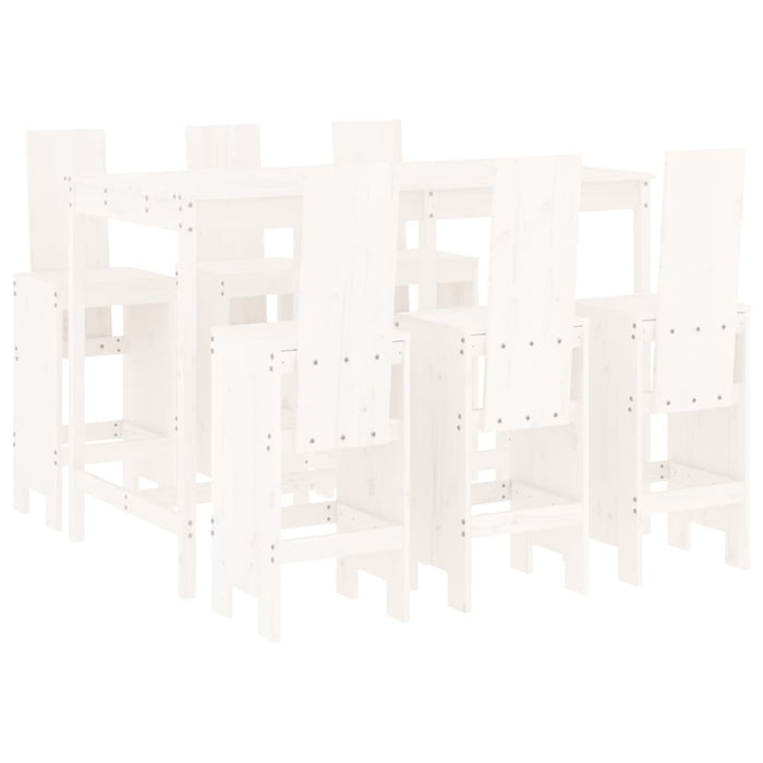 Set Bar da Giardino 7 pz Bianco in Legno Massello di Pino 3157782