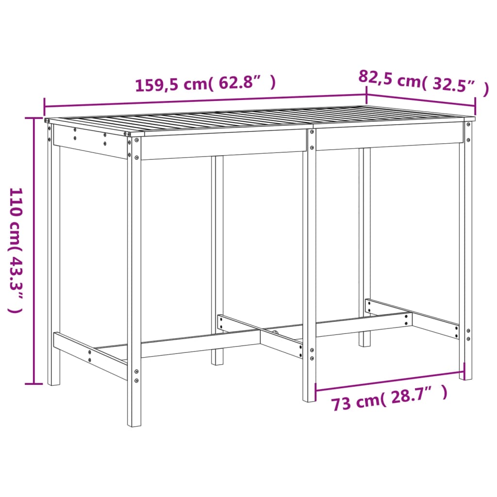 Set Bar da Giardino 7 pz Bianco in Legno Massello di Pino 3157782