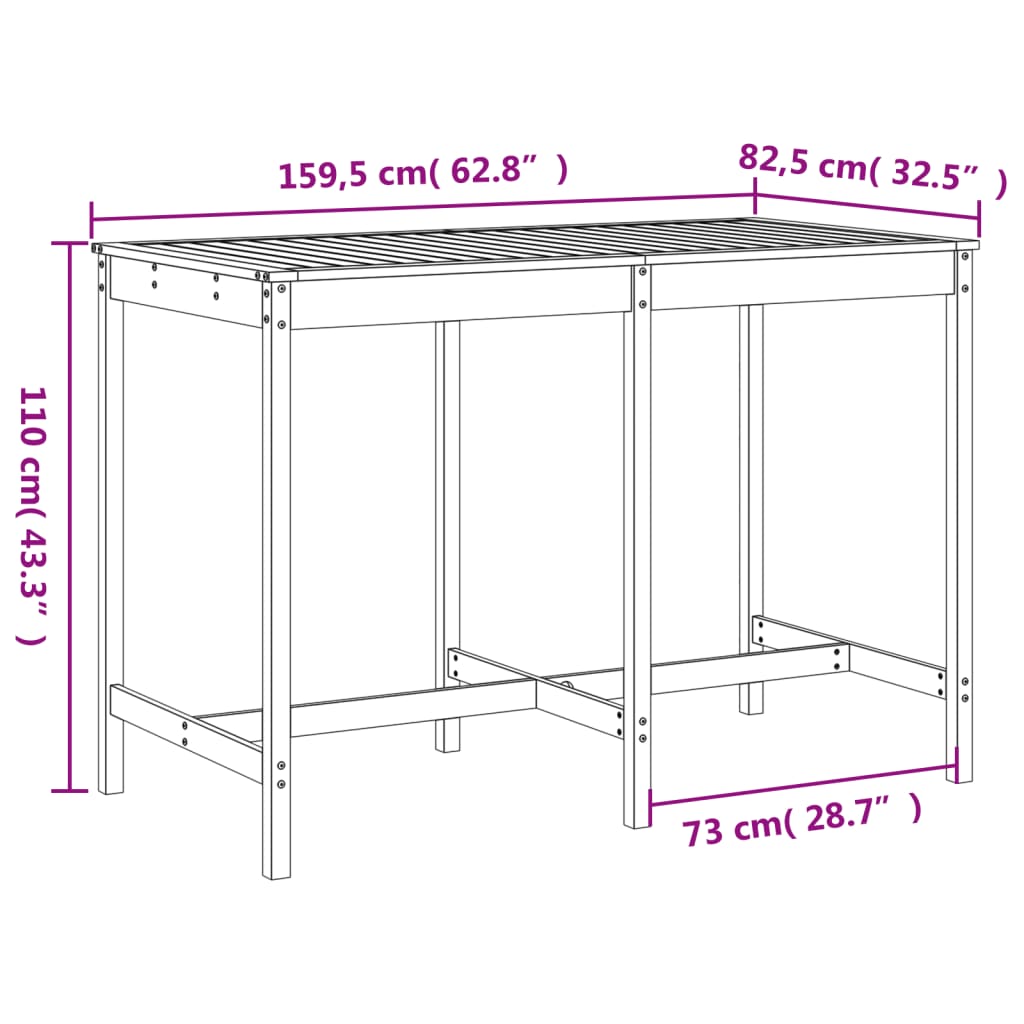 Set da Bar da Giardino 7 pz in Legno Massello di Douglas 3157786