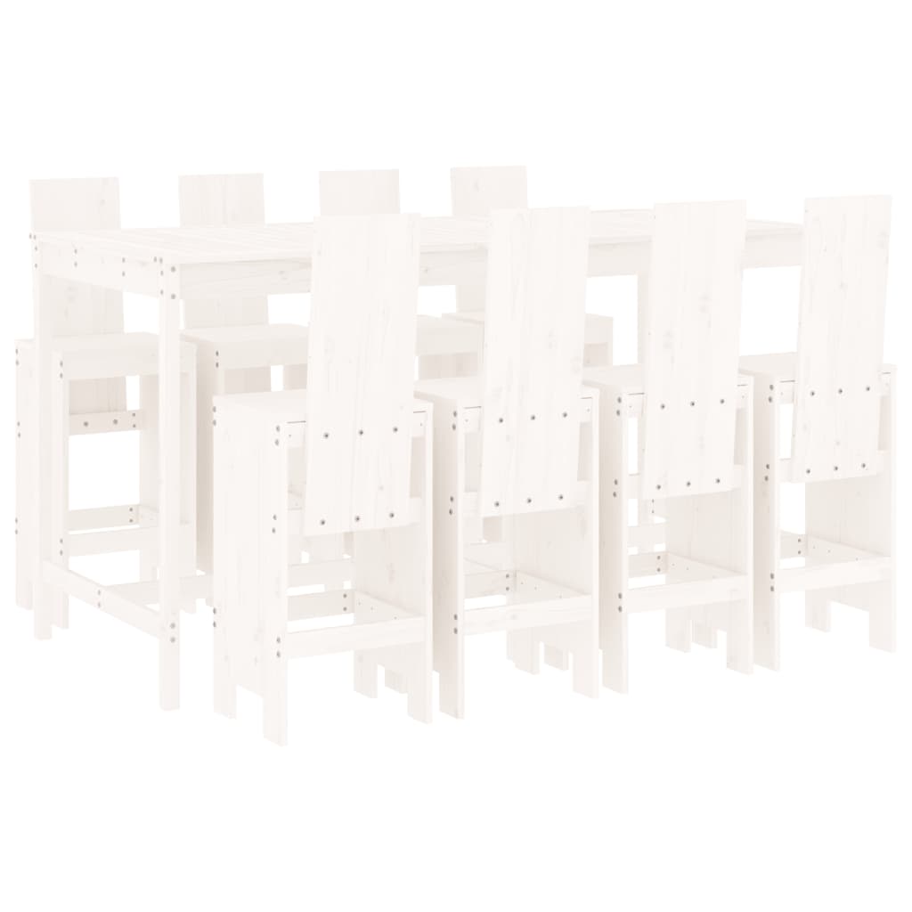 Set Bar da Giardino 9 pz Bianco in Legno Massello di Pino 3157788