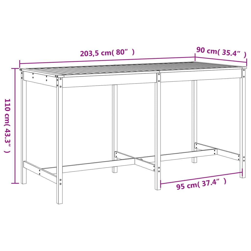 Set Bar da Giardino 9 pz Bianco in Legno Massello di Pino 3157788