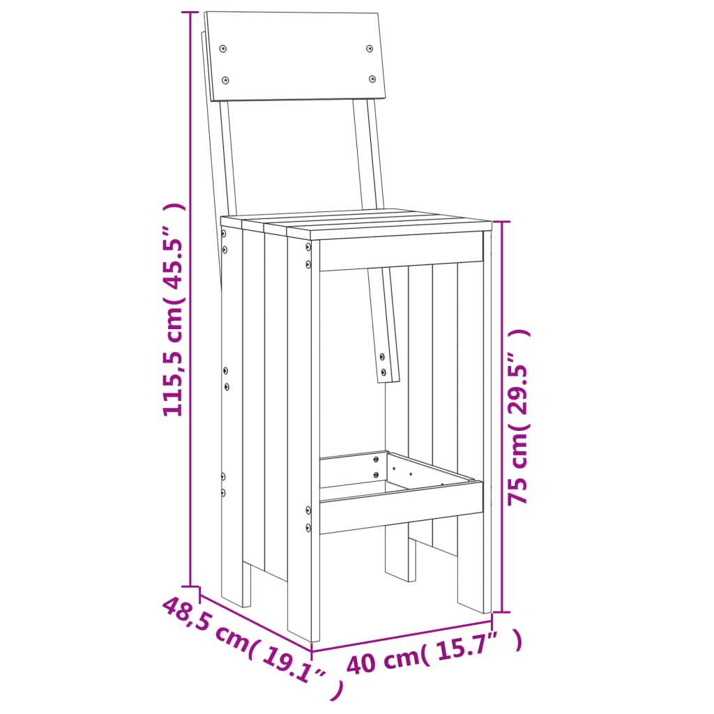 Set Bar da Giardino 3 pz Miele in Legno Massello di Pino 3157796