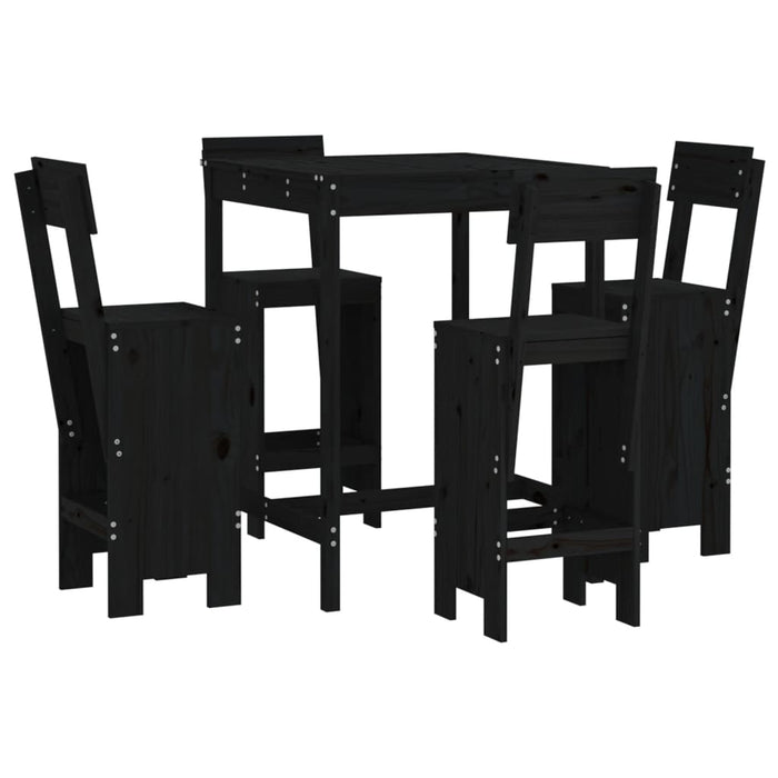 Set Bar da Giardino 5 pz Nero in Legno Massello di Pino 3157803