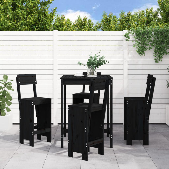 Set Bar da Giardino 5 pz Nero in Legno Massello di Pino 3157803