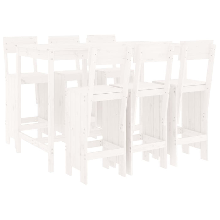 Set Bar da Giardino 7 pz Bianco in Legno Massello di Pino 3157812