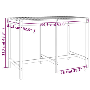 Set Bar da Giardino 7 pz Grigio in Legno Massello di Pino 3157813