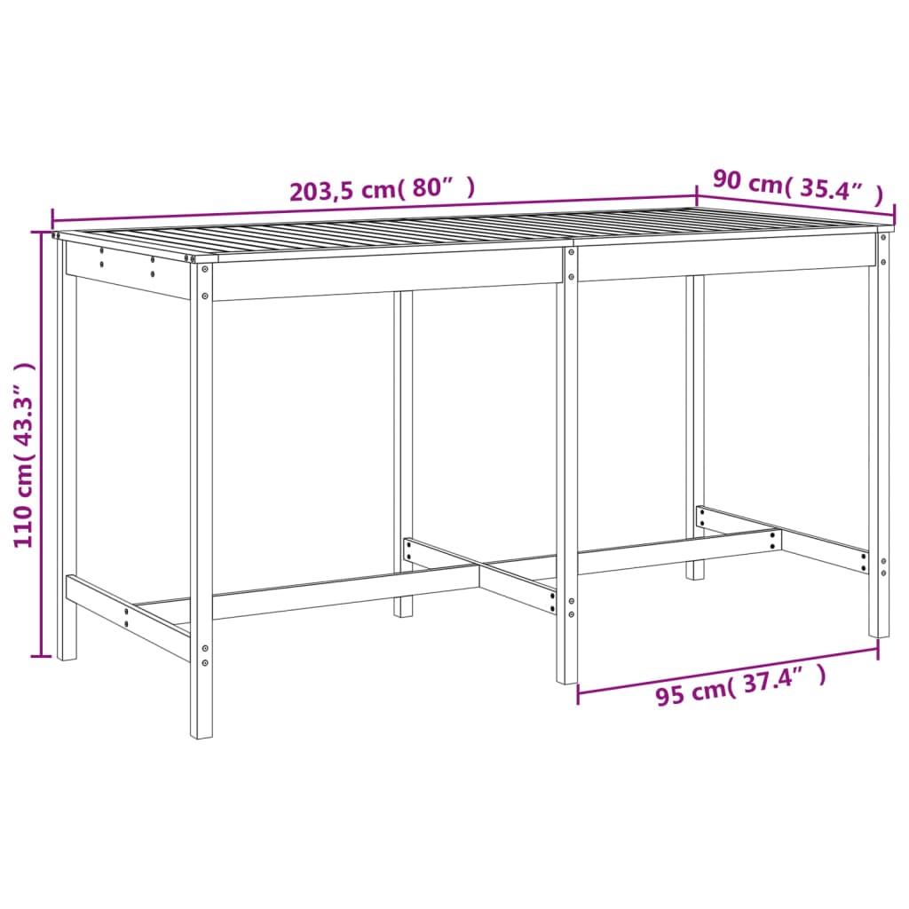 Set Bar da Giardino 9 pz in Legno Massello di Pino 3157817