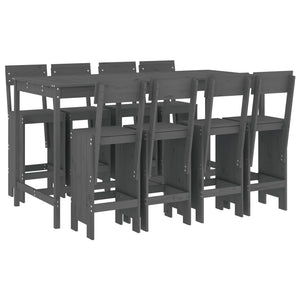 Set Bar da Giardino 9 pz Grigio in Legno Massello di Pino 3157819