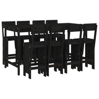 Set Bar da Giardino 9 pz Nero in Legno Massello di Pino 3157821