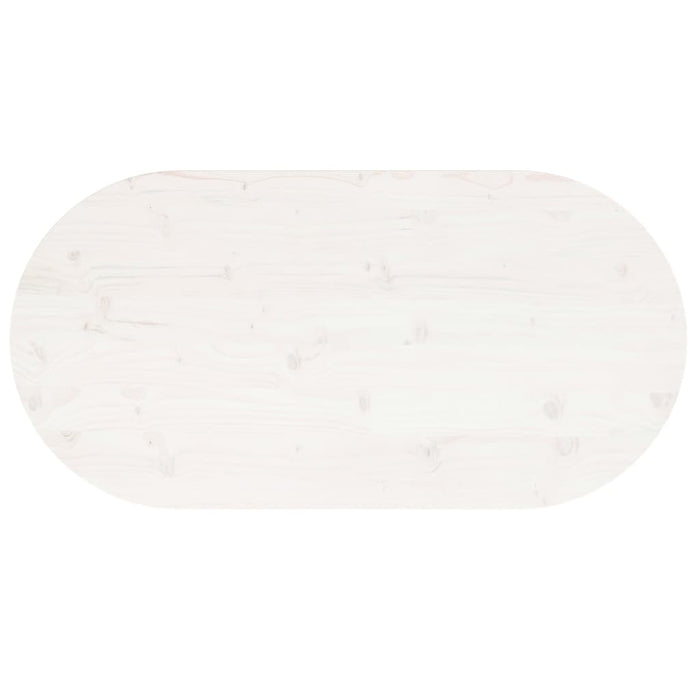 Piano Tavolo Bianco 100x50x2,5 cm Legno Massello di Pino Ovale 824361