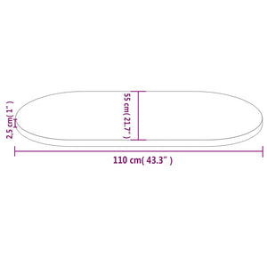 Piano Tavolo Bianco 110x55x2,5 cm Legno Massello di Pino Ovale 824366