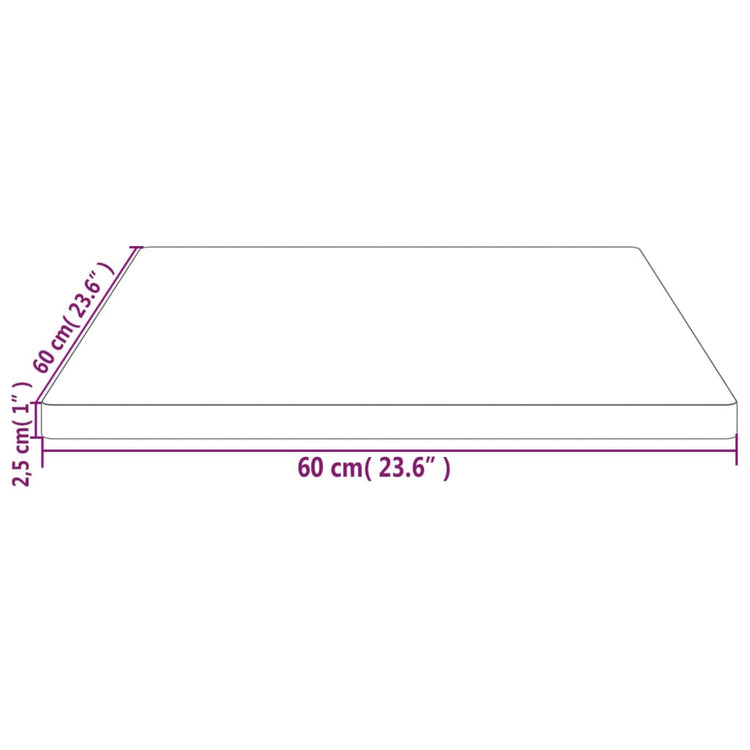 Piano Tavolo 60x60x2,5 cm in Legno Massello di Pino Quadrato 824380