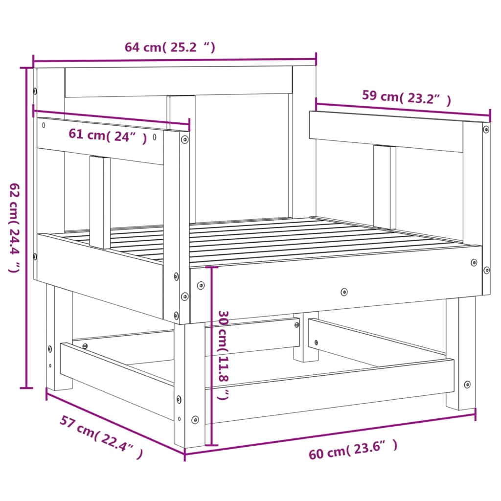 Sedie da Giardino 2pz Grigie in Legno Massello Pino 825389