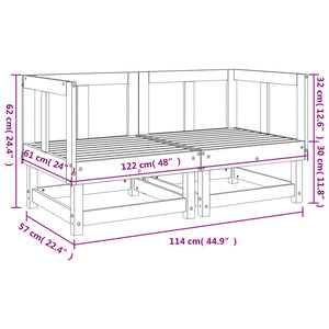 Divani Angolari da Giardino 2 pz Grigi Legno Massello di Pino 825396