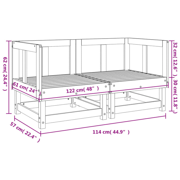 Divani Angolari da Giardino 2pz Miele in Legno Massello di Pino 825397