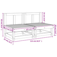 Divani Centrali da Giardino 2 pz Neri in Legno Massello di Pino 825405