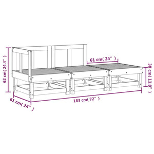 Set Salotto da Giardino 3 pz Grigio in Legno Massello di Pino 825410