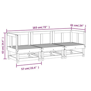 Set Salotto da Giardino 3 pz in Legno Massello di Pino 825415