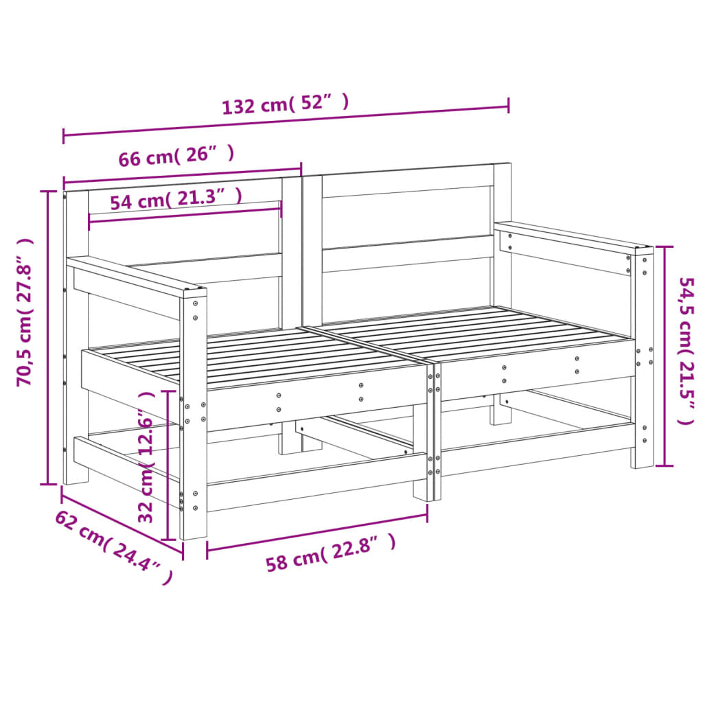 Divani Angolari da Giardino 2 pz Grigi Legno Massello di Pino 825508