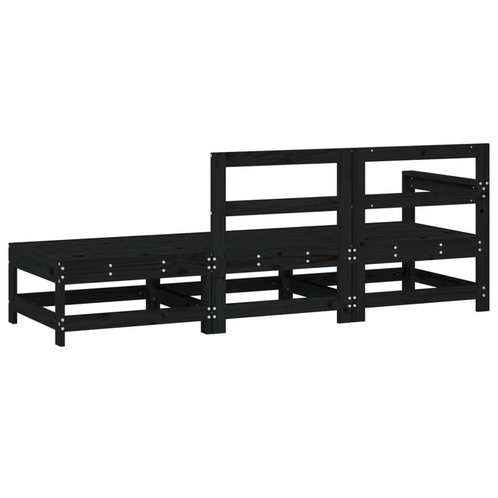 Set Salotto da Giardino 3 pz Nero in Legno Massello di Pinocod mxl 132594