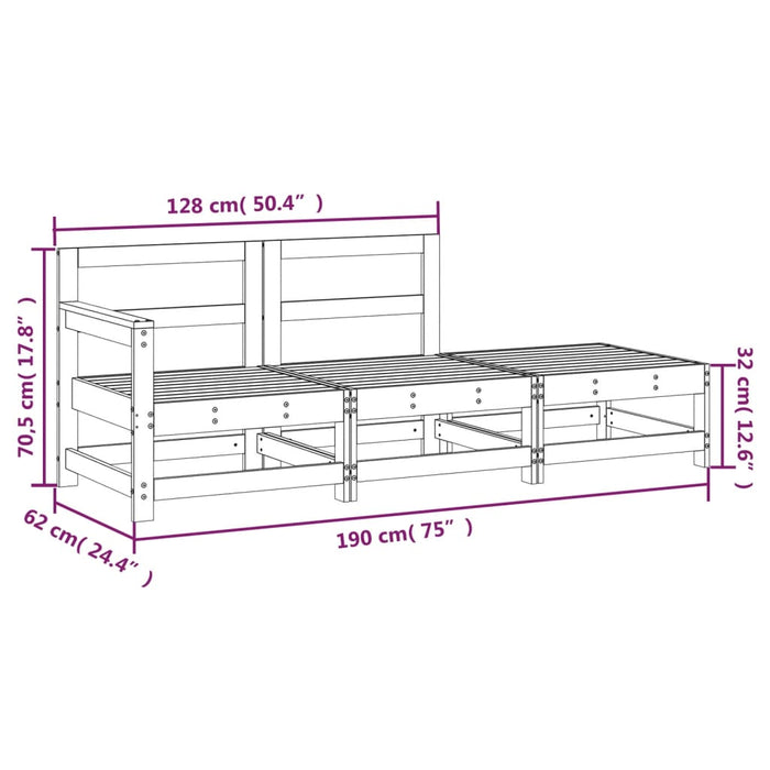 Set Salotto da Giardino 3 pz in Legno Massello di Douglas 825525