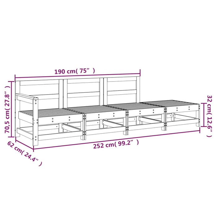 Set Salotto da Giardino 4 pz Miele in Legno Massello di Pino 825537