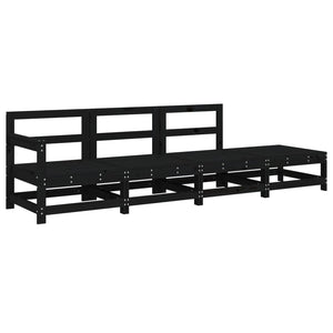 Set Salotto da Giardino 4 pz Nero in Legno Massello di Pino 825538