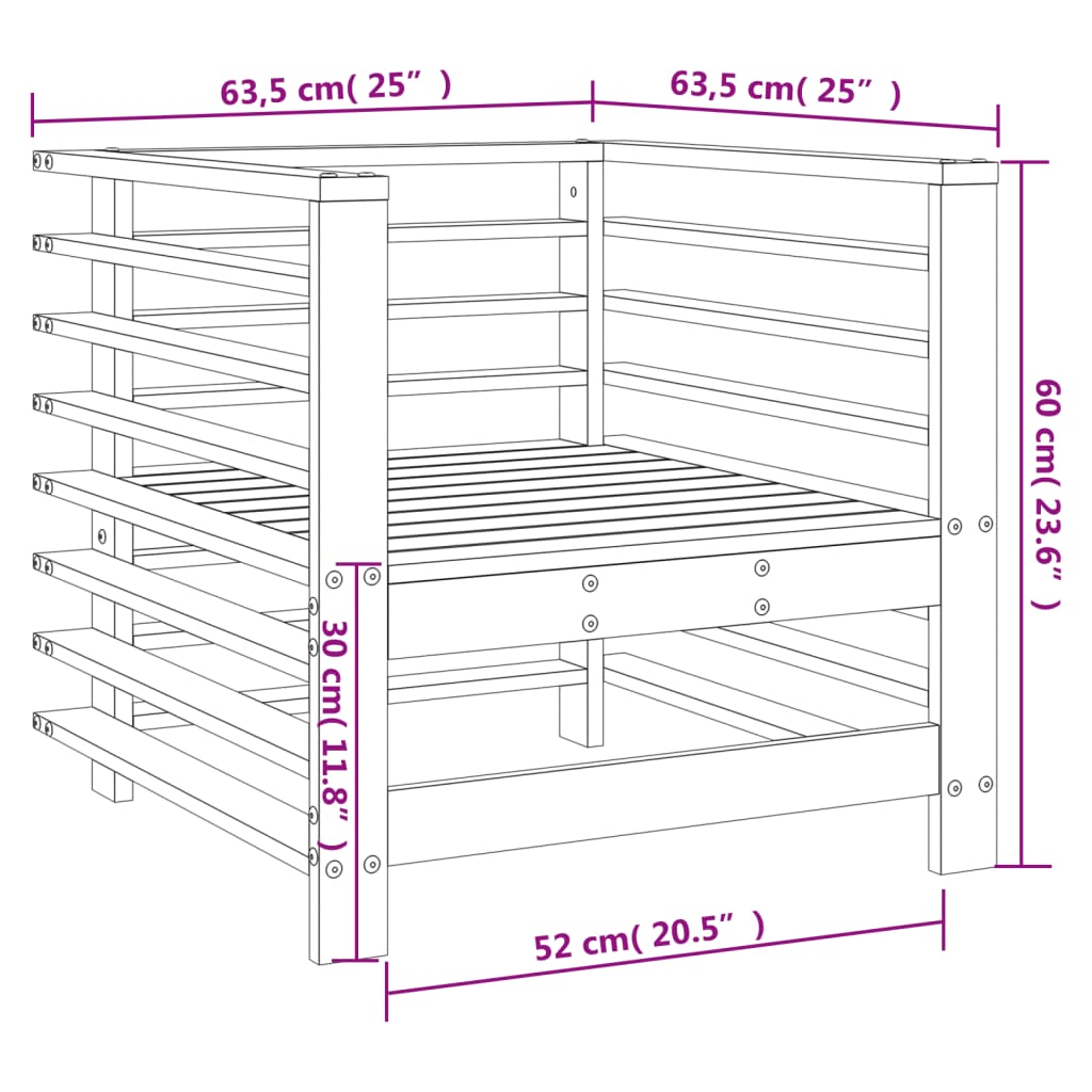 Sedie da Giardino 2pz in Legno Massello Pino 825625