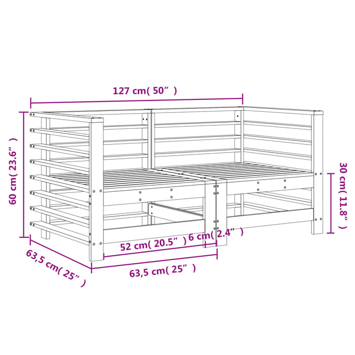 Divani Angolari da Giardino 2 pz Grigi Legno Massello di Pino 825634