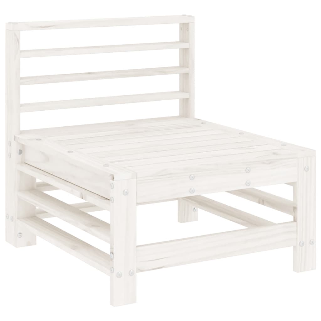 Set Salotto da Giardino 3 pz Bianco in Legno Massello di Pino 825647