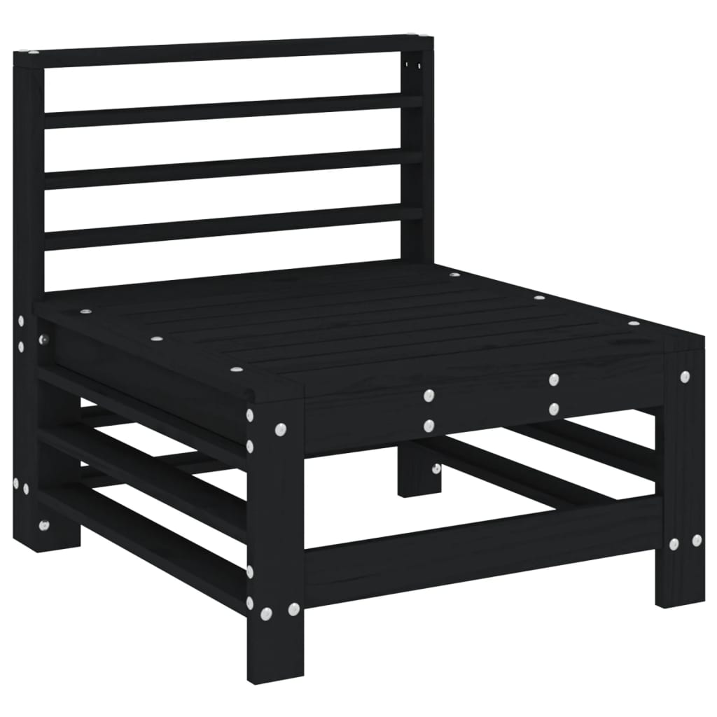 Set Salotto da Giardino 3 pz Nero in Legno Massello di Pino 825650