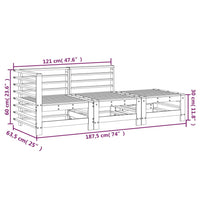 Set Salotto da Giardino 3 pz Nero in Legno Massello di Pino 825650