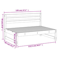 Divano Centrale Giardino Grigio 120x80cm Legno Massello Pino 825704