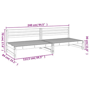 Divani Centrali Giardino 2pz Bianchi 120x80cm Massello Pino 825717