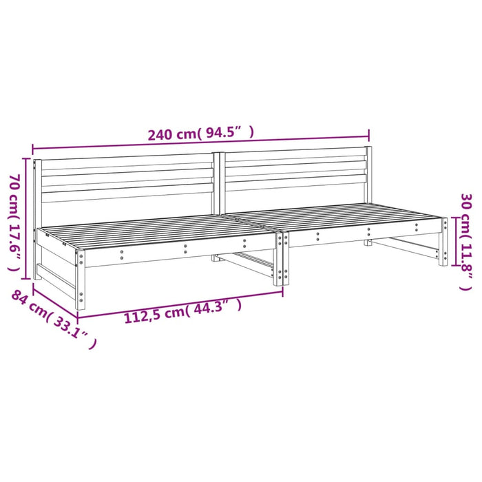 Divani Centrali Giardino 2pz Bianchi 120x80cm Massello Pino 825717