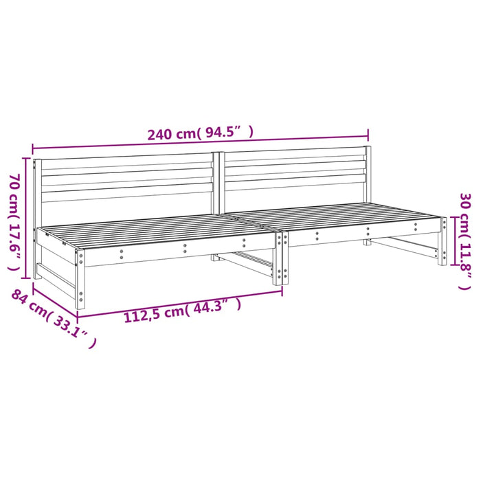 Divani Centrali Giardino 2pz Grigi 120x80cm Massello Pino 825718