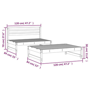 Set Salotto da Giardino 2 pz Nero in Legno Massello di Pino 825727