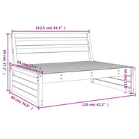 Divano Centrale Giardino Nero 120x80cm Legno Massello Pino 825748