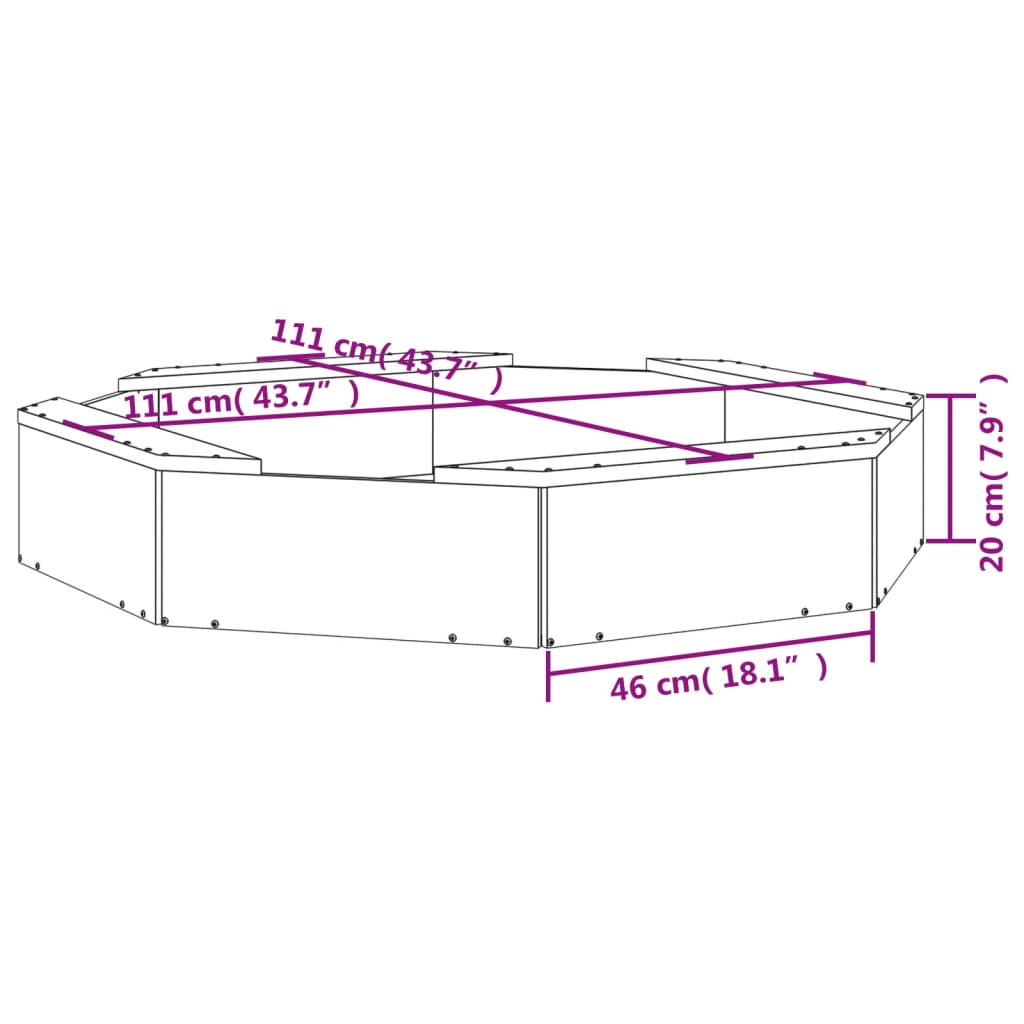 Sabbiera con Sedute Miele Ottagonale in Legno Massello di Pino 825012