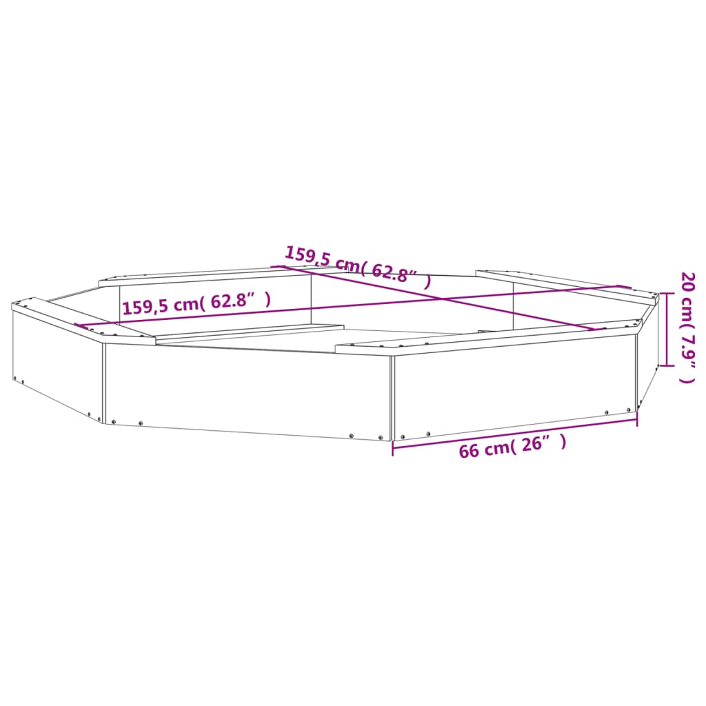 Sabbiera con Sedute Miele Ottagonale in Legno Massello di Pino 825019