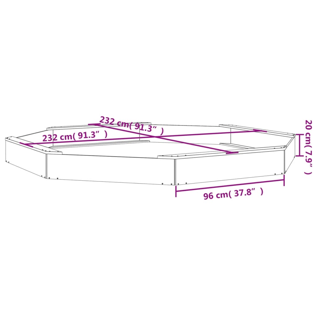 Sabbiera con Sedute Ambra Ottagonale in Legno Massello di Pino 825026