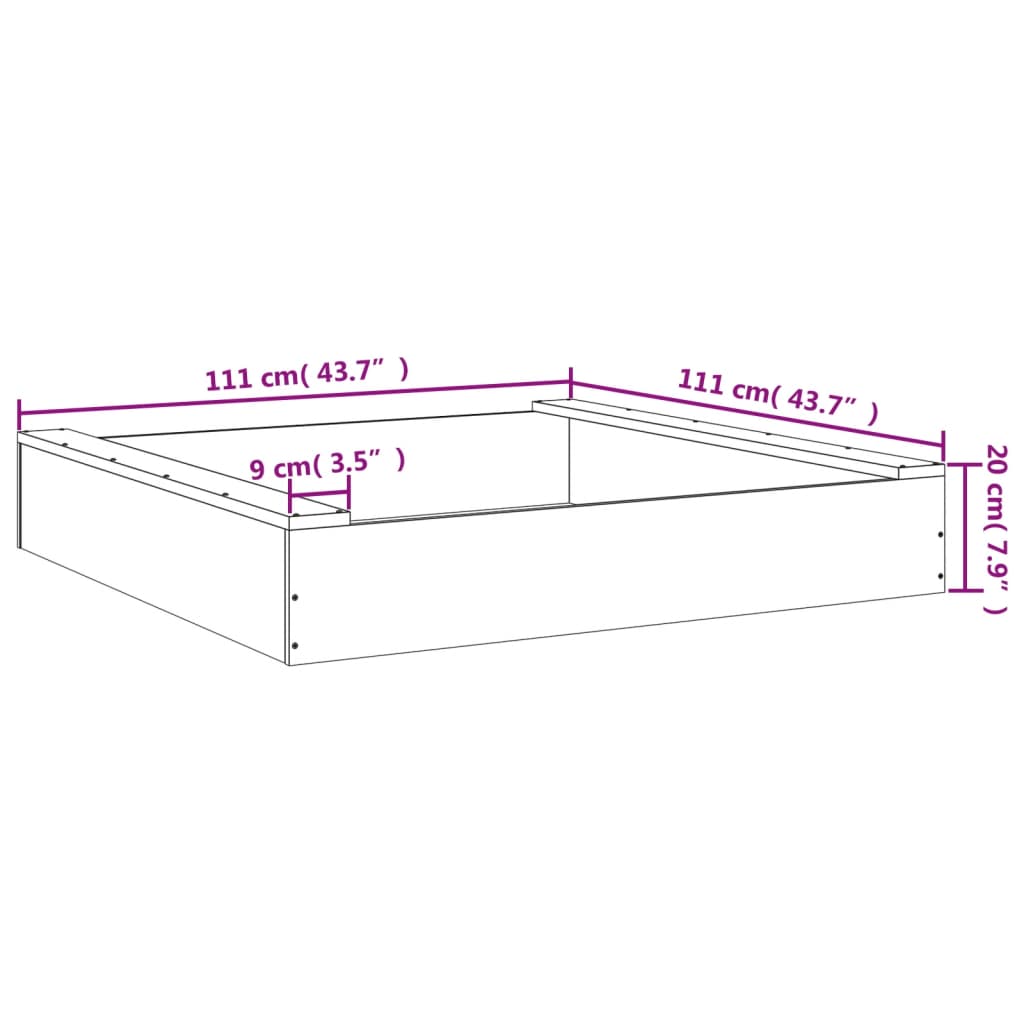 Sabbiera con Sedute Miele Quadrata in Legno Massello di Pino 825033