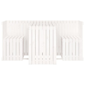 Set da Balcone a 2 Posti Bianco in Legno Massello di Pino 825059