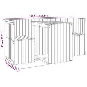 Set da Balcone a 2 Posti Bianco in Legno Massello di Pino 825059