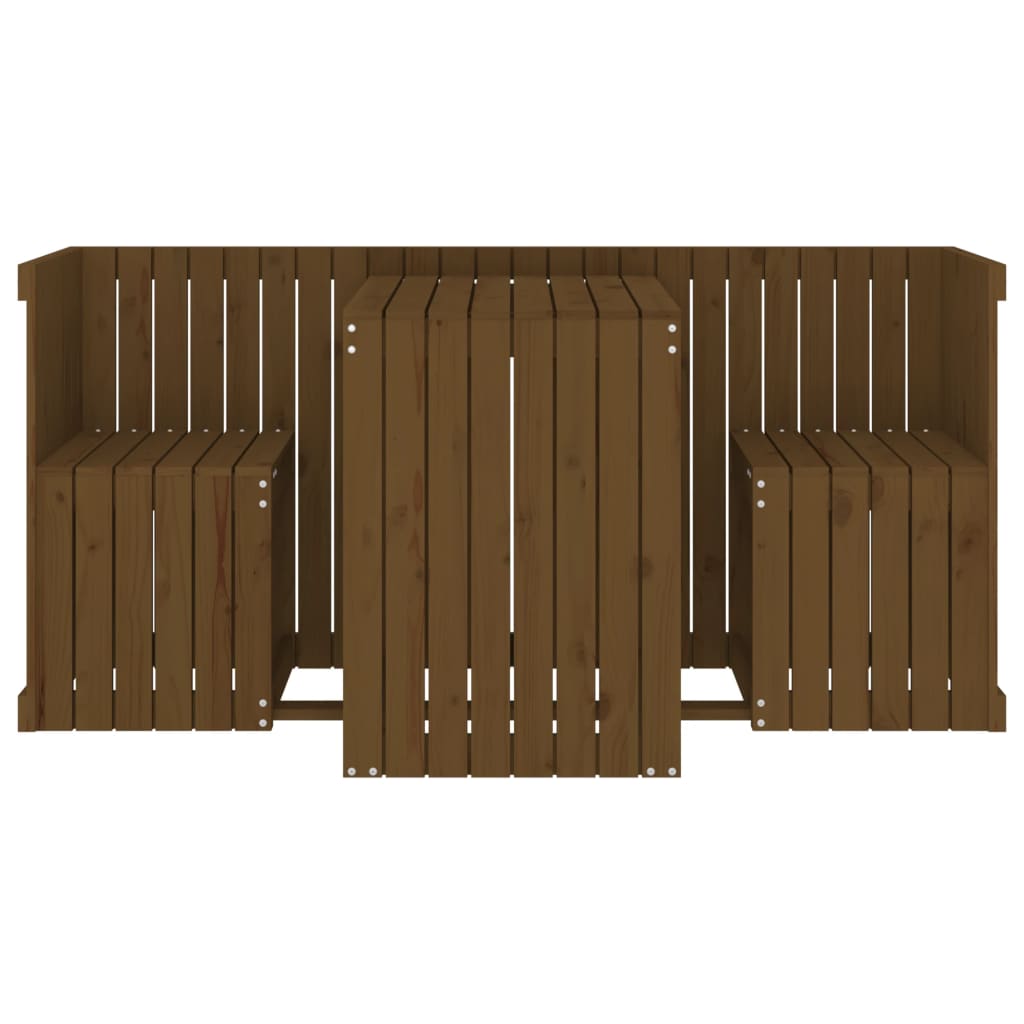 Set da Balcone a 2 Posti Miele in Legno Massello di Pino 825061