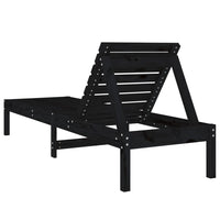 Lettino Prendisole Nero 199,5x60x74 cm Legno Massello di Pino 825073