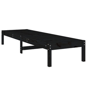 Lettino Prendisole Nero 199,5x60x74 cm Legno Massello di Pino 825073