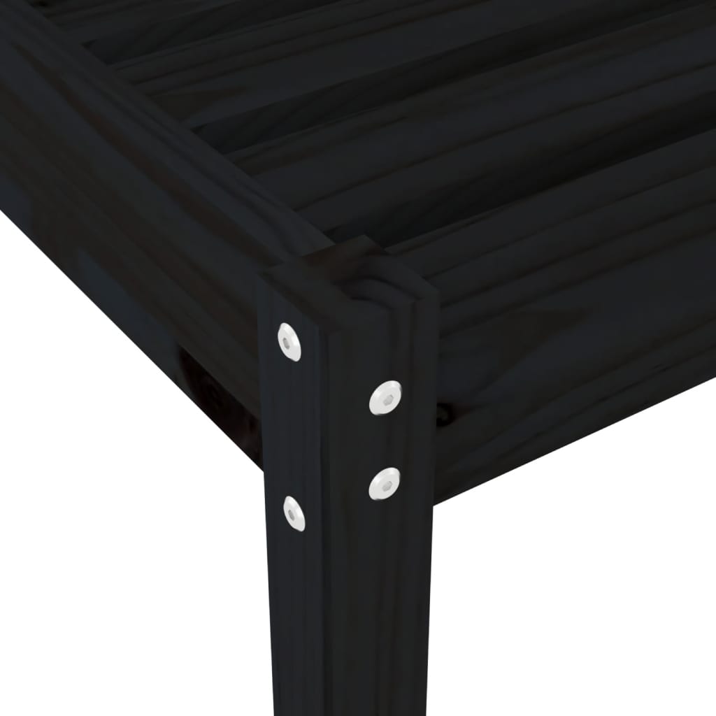 Lettino Prendisole Nero 199,5x60x74 cm Legno Massello di Pino 825073