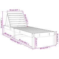 Lettino Prendisole Nero 199,5x60x74 cm Legno Massello di Pino 825073